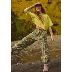 FP Movement Zephyr Printed Pants by Free People, Olive Combo, XS NWOT